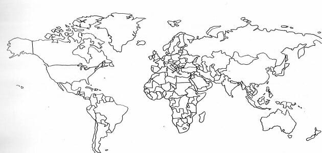 خريطة العالم ابيض واسود