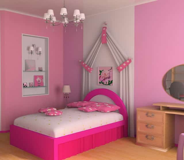 غرفة نوم أطفال باللون الروز